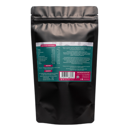 100g HealthStack Reishi Pure Mushroom Powder in a premium black resealable pouch.